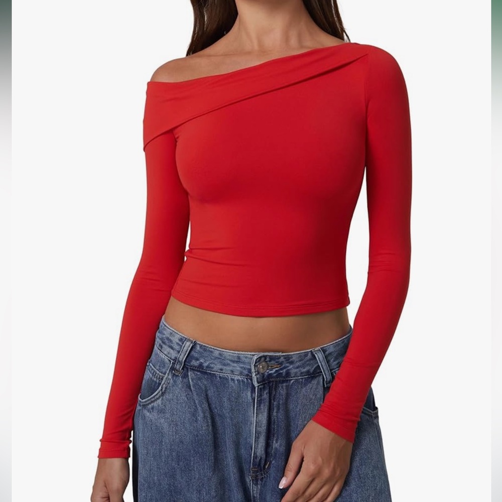 Off-Shoulder Double Lined Long Sleeve Top